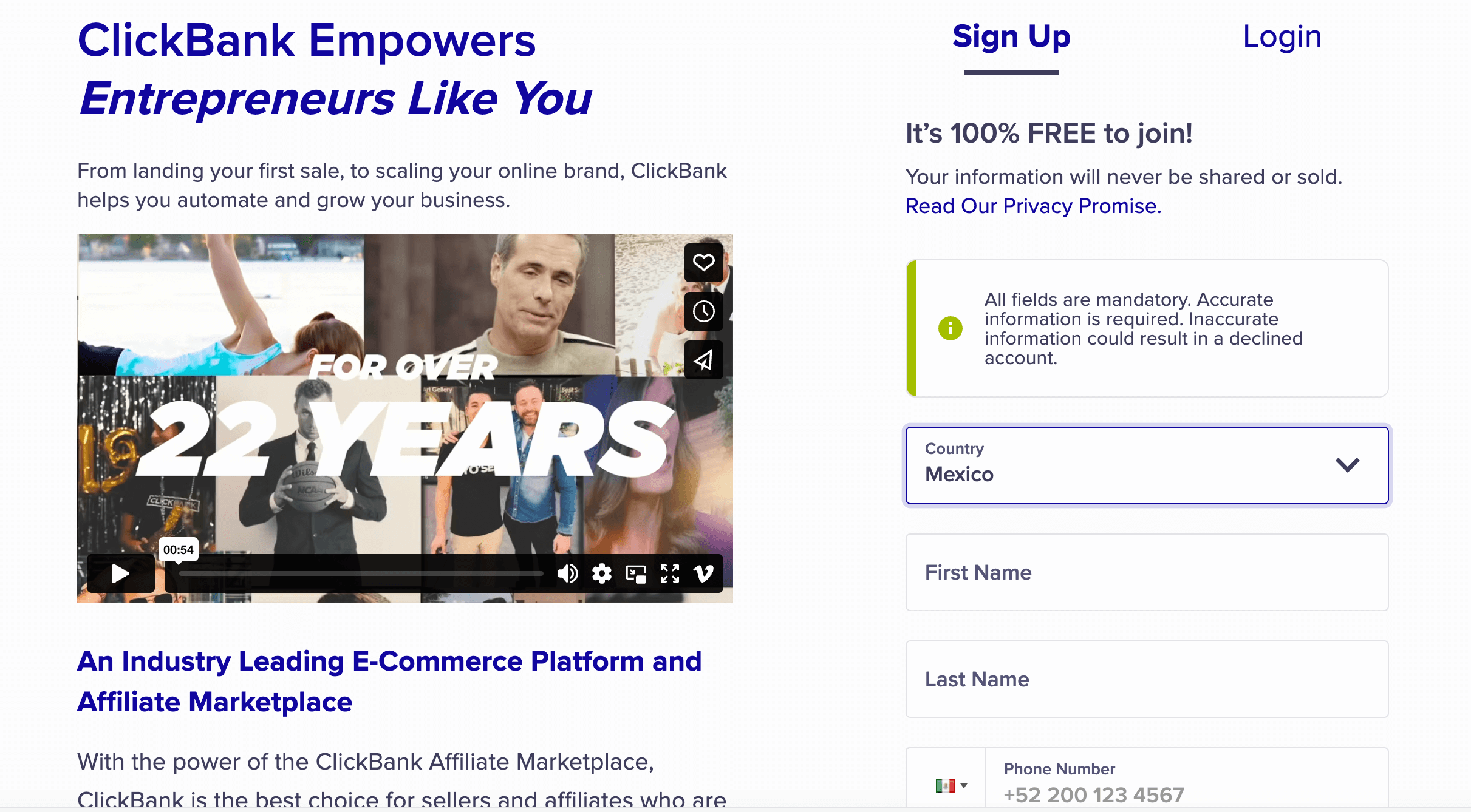 Create a Clickbank account